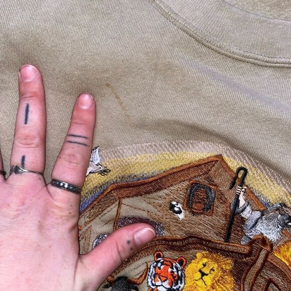 Vintage Jerzees Noah’s Ark Crewneck Sweater Size 2X - Picture 3 of 4